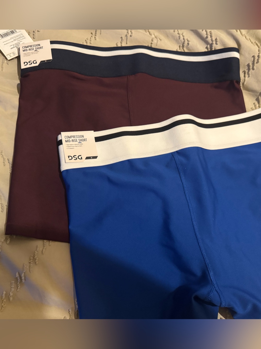 DSG Compression Mid-Rise Shorts - Blue & Burgundy